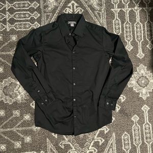 Van Heusen Flex Long Sleeve Black Button Down Dress Shirt Youth Large